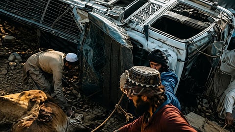 Afghanistan: Truck carrying refugees returning from Pakistan overturns; 18 dead, including 10 young children.