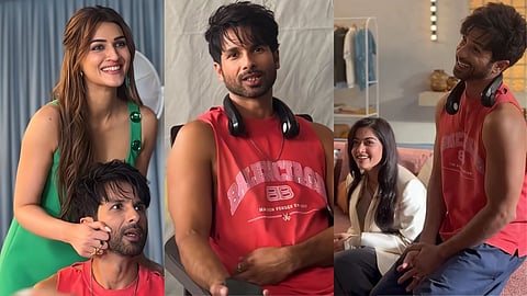 shahid kapoor cocktail 2 bts photos with kriti sanon rashmika mandanna