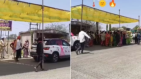 A wedding procession moving under a tent to escape the heat has gone viral on social media.