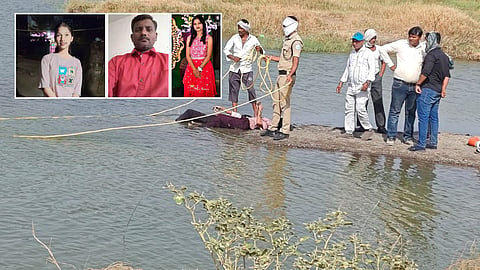 A father, daughter, and another girl drowned in Wardha's Wana river during a holy bath. Dangerous deep pits due to illegal sand mining caused this tragic incident.