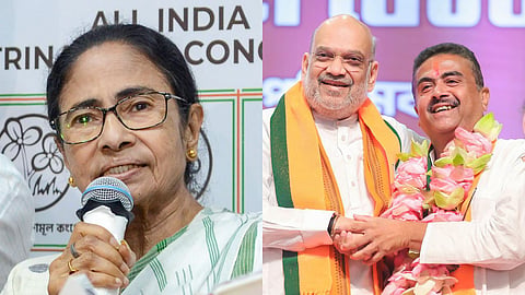 mamata banerjee in suvendu adhikari oath ceremony