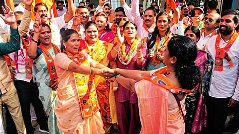 Celebrations Erupt in Nagpur BJP Over Victories in Three States, Amidst 'Jai Shri Ram' Slogans; City Resounds with Drums and Fireworks.