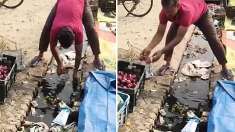 A viral video allegedly showing onions being washed in drain water has sparked widespread concerns about food hygiene and public health.