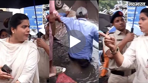 mumbai mayor ritu tawde bmc worker falls into open manhole viral video