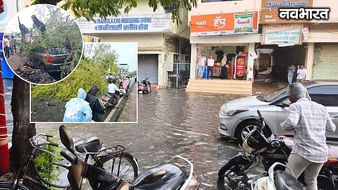 Heavy monsoon rain lashes Chandrapur, bringing relief from heat but causing severe waterlogging. Tree falls, power outages, and choked drains disrupt normal life.