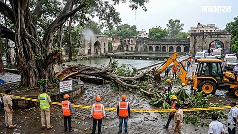 A huge branch of a 500-year-old banyan tree collapsed at Panchakki in Sambhajinagar. A major accident was averted as authorities had already closed entry for tourists.