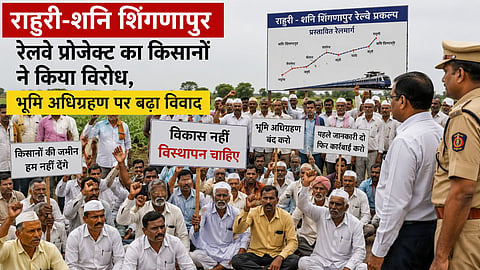 rahuri shani shingnapur railway project farmers protest land acquisition
