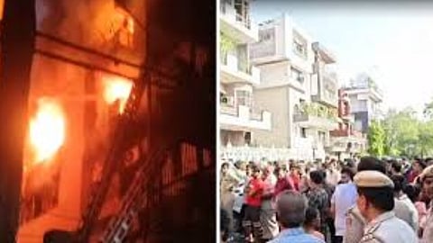 Delhi Hotel Fire Tragedy: Woman Jumps from Third Floor with Child as 21 Die in Malviya Nagar Blaze