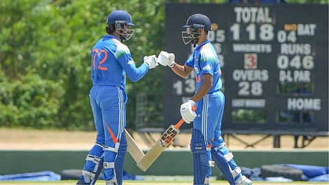India A vs Afghanistan A: Team India's explosive start in Sri Lanka—smashing 97 runs in just 11 overs, with Prabhsimran displaying a whirlwind batting style.