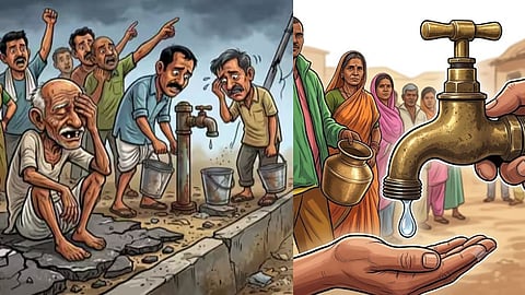 Nashik district faces a severe water crisis across 654 locations due to delayed monsoon. Over 3.18 lakh residents are now dependent on 179 private water tankers.