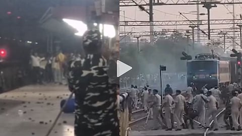 Students go on a rampage fearing they might miss their exam; train vandalized at Pataliputra station, police fire in the air.