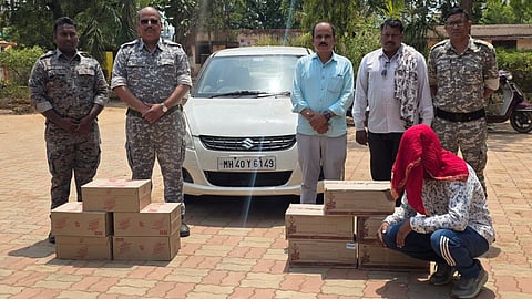 Gadchiroli: Illegal liquor smuggling racket busted in Armori; contraband worth ₹5.20 lakh seized, one accused arrested.