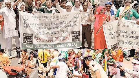 Outrage over back-breaking inflation and Nagpur ranking second in crime; Vidarbha Rajya Andolan Samiti stages a fierce protest.
