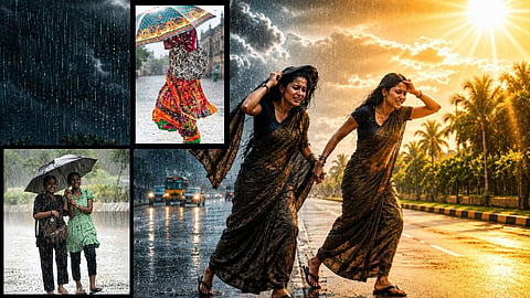 Nagpur faces a triple whammy of 'sun, rain, and humidity'; a heavy half-hour downpour caused the mercury to drop, but the evening brought sweltering humidity.