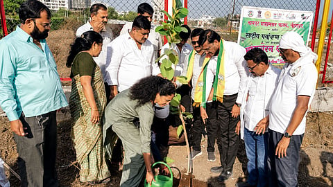 Initiative to boost greenery: Tree plantation in Besa under 'Meri Vasundhara 7.0' and a pledge taken for environmental conservation.