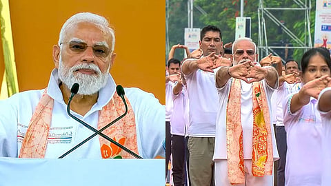 narendra modi in kolkata red road yoga day