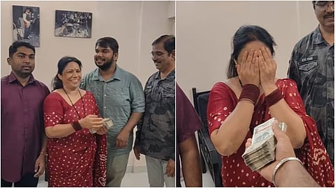 An IIM graduate surprised his parents by handing over his first salary in cash, creating a touching family moment.