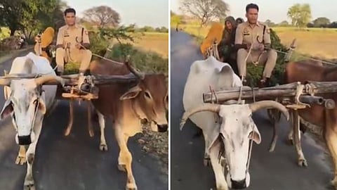 Mahoba CO Ravikant Gaur drove a bullock cart to encourage fuel conservation and promote the use of traditional resources.