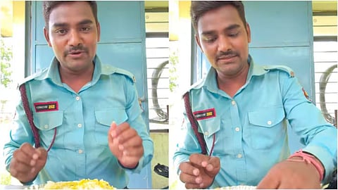 A security guard won hearts online after showing the wholesome Rs 10 lunch provided by his company.