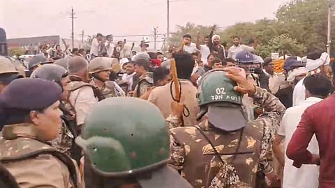 A large-scale farmers' protest erupted in Bhopal as demonstrators allegedly broke through police barricades and marched towards the Chief Minister's residence, leading to heightened security arrangements in the state capital