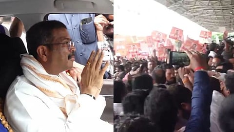 Dharmendra Pradhan arrives in Odisha for the first time since his resignation; receives a warm welcome from a large crowd at the airport - VIDEO