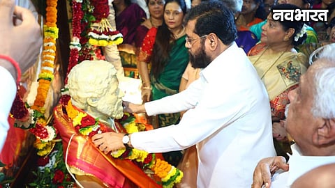 Deputy CM Eknath Shinde paid tributes to Balasaheb Thackeray and Anand Dighe at Anand Ashram in Thane on the occasion of Guru Purnima.