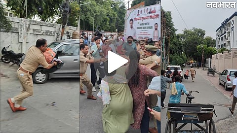 Inspector runs off with Kangana's effigy, female activists chase after him; high-voltage drama in Lucknow – VIDEO