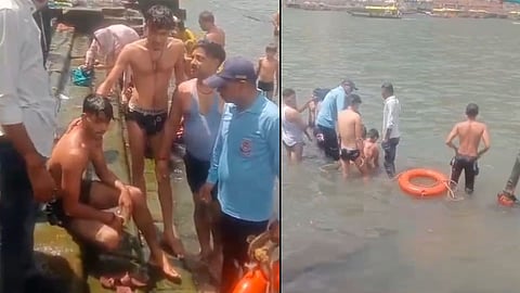 A major tragedy was averted in Omkareshwar after an SDERF jawan and a local youth successfully rescued a drowning devotee from the river through a timely rescue operation