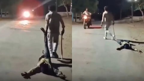 A scripted prank video showing a fake murder scene and a frightened biker has gone viral on social media.