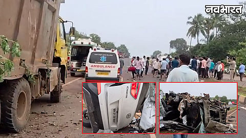 Mumbai-Goa Highway Accident Ratnagiri-Lanja collision between Creta car and dumper