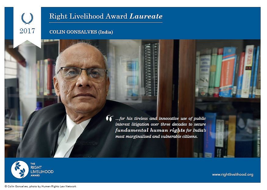 नाइंसाफी
से भिड़ने वाले कॉलिन गोंजाल्विस को ‘अल्टरनेटिव
नोबेल’ पुरस्कार
