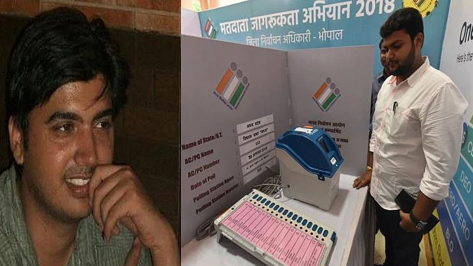 (बाएं) शिकायतकर्ता मिलन गुप्ता और (दाएं) ईवीएम और वीवीपैट की सांकेतिक फोटो