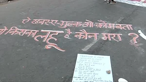 CAA के खिलाफ जामिया की सड़कों पर विरोध की चित्रकारी, कलाकारों ने पूछा- बता ये किसका लहू है, कौन मरा?