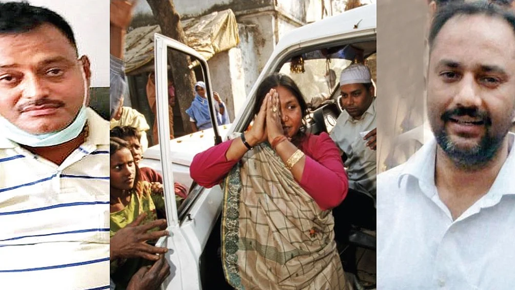 (बाएँ से ) विकास दुबे, फूलन देवी और शेर सिंह राणा