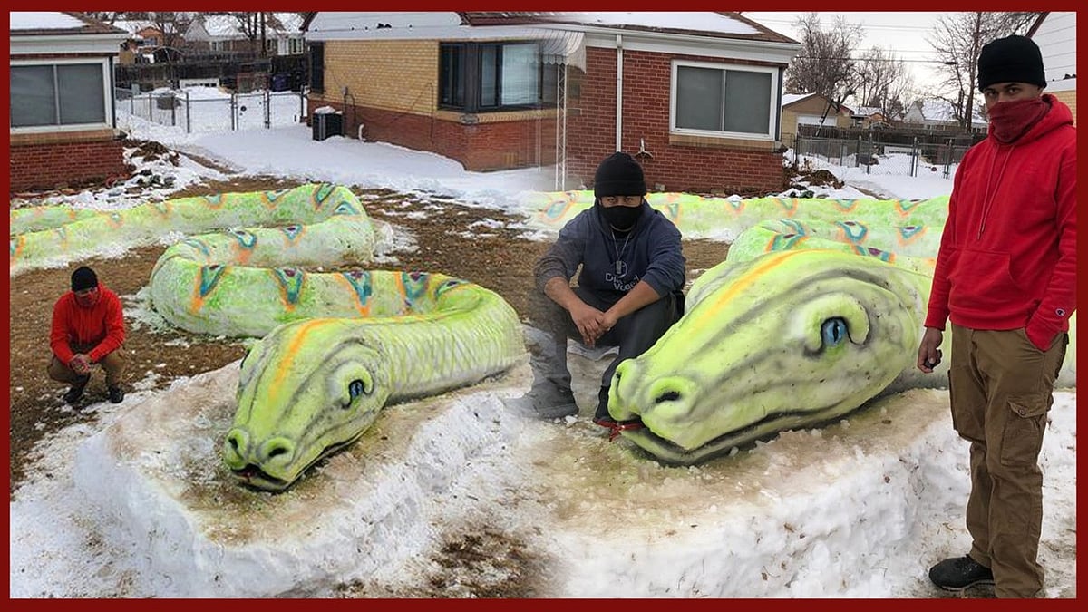 वीडियो: इस शख्स ने बर्फ से तैयार किया 77 फीट लंबा एनाकोंडा, कलाकारी देख दुनिया हैरान!