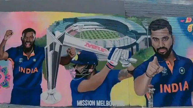 मेलबर्न में बनाए गए टीम इंडिया के म्यूरल