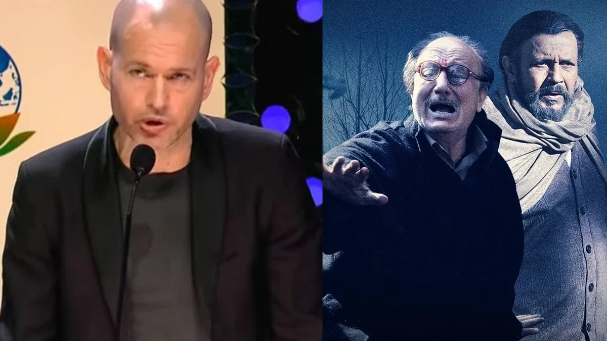 (बाएं) गोवा फिल्म फेस्टिवल में ज्यूरी हेड नाडव लैपिड और (दाएं) द कश्मीर फाइल्स फिल्म का एक दृश्य