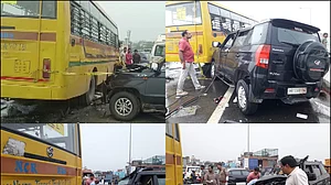 दिल्ली मेरठ एक्सप्रेसवे पर भीषण सड़क हादसा, स्कूल बस से टकराई कार, 6 लोगों की मौत, दो लोग घायल