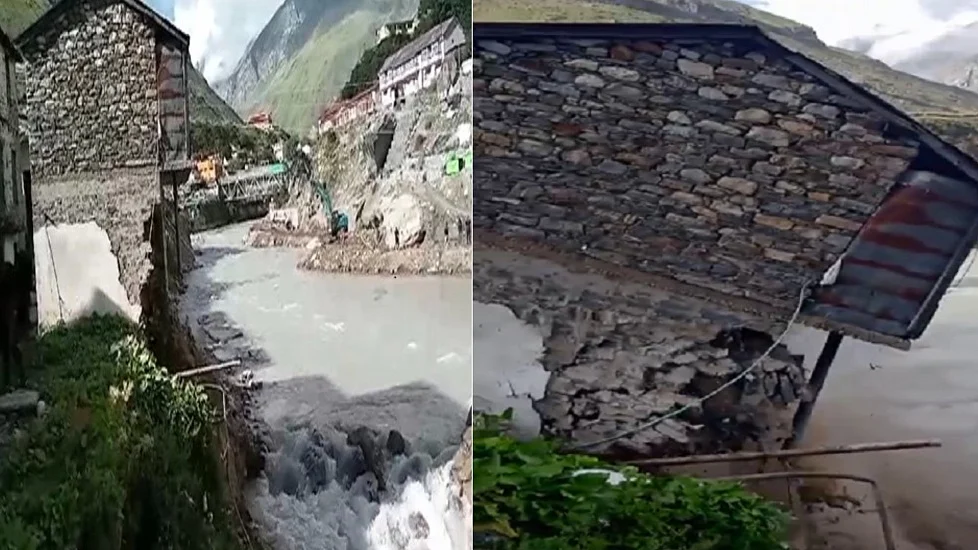बद्रीनाथ धाम में मकान अलकनंदा नदी में समाया, कई घरों और धर्मशालाओं पर भी संकट