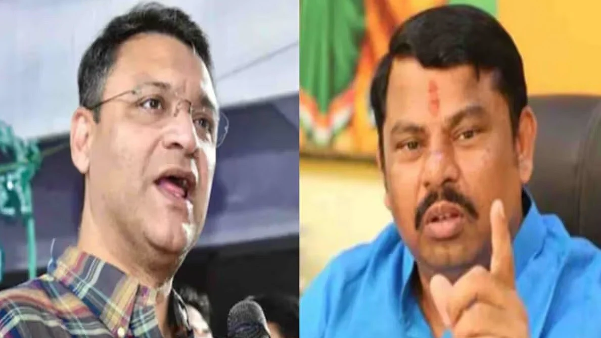 प्रोटेम स्पीकर अकबरुद्दीन ओवैसी (बाएं) और बीजेपी विधायक टी राजा सिंह (दाएं)