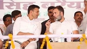 (बाएं) मध्य प्रदेश कांग्रेस कमेटी के अध्यक्ष जीतू पटवारी और (दाएं) कांग्रेस नेता राहुल गांधी