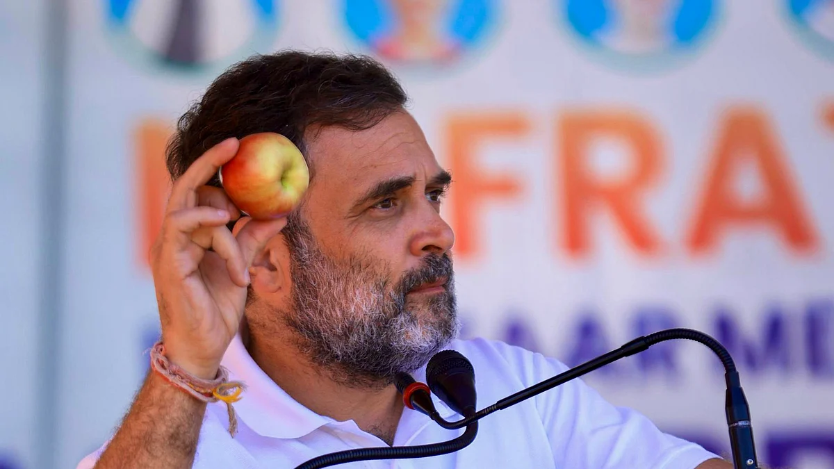 राहुल गांधी ने सोपोर में एक चुनावी सभा को संबोधित किया।