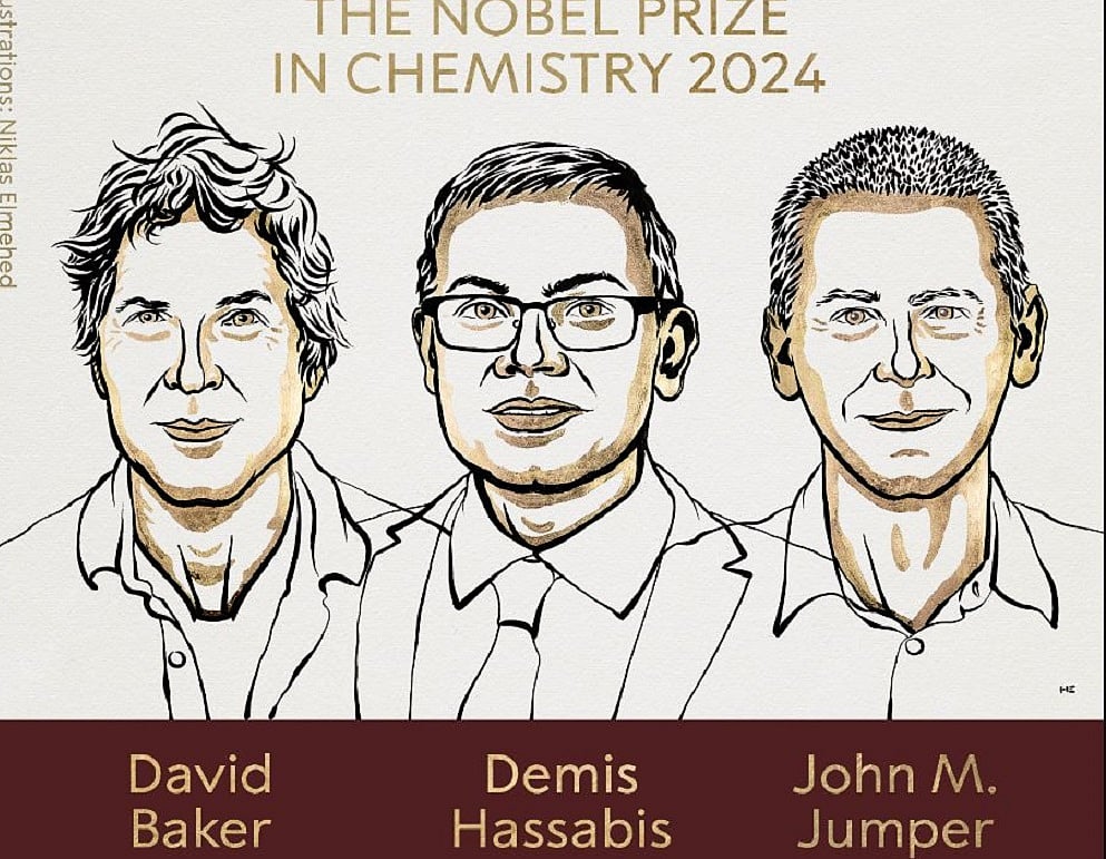 रसायन विज्ञान के क्षेत्र में नोबेल पुरस्कार का ऐलान, डेविड बेकर, डेमिस हसाबिस और जॉन जम्पर को मिला सम्मान