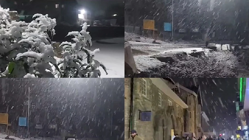 हिमाचल में सीजन की पहली बर्फबारी, सड़क पर बिछी सफेद चादर, शिमला और किन्नौर में लुढ़का पारा