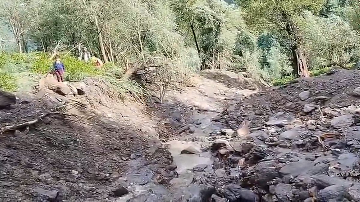 जम्मू-कश्मीर के रामबन में बादल फटने के बाद की तस्वीर।