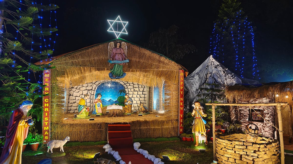 क्रिसमस के मौके पर यीशू के जन्म की झांकी (फोटो - प्रभात)