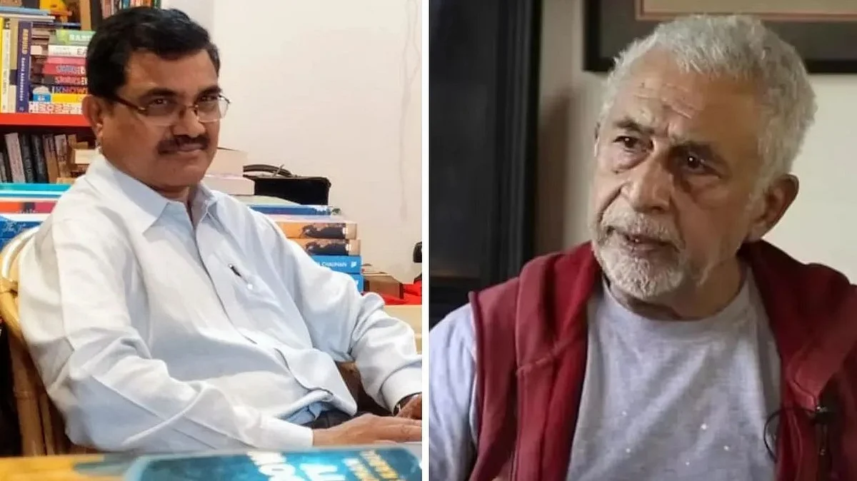 (बाएं) आनंद तेलतुंबडे और (दाएं) नसीरुद्दीन शाह