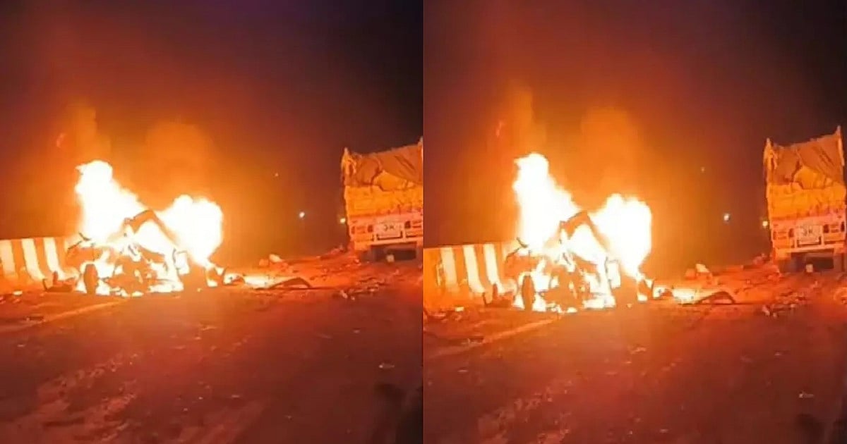 यूपी के मिर्जापुर में भीषण सड़क हादसा, 4 गाड़ियों की टक्कर के बाद लगी आग, 11 लोगों की मौत