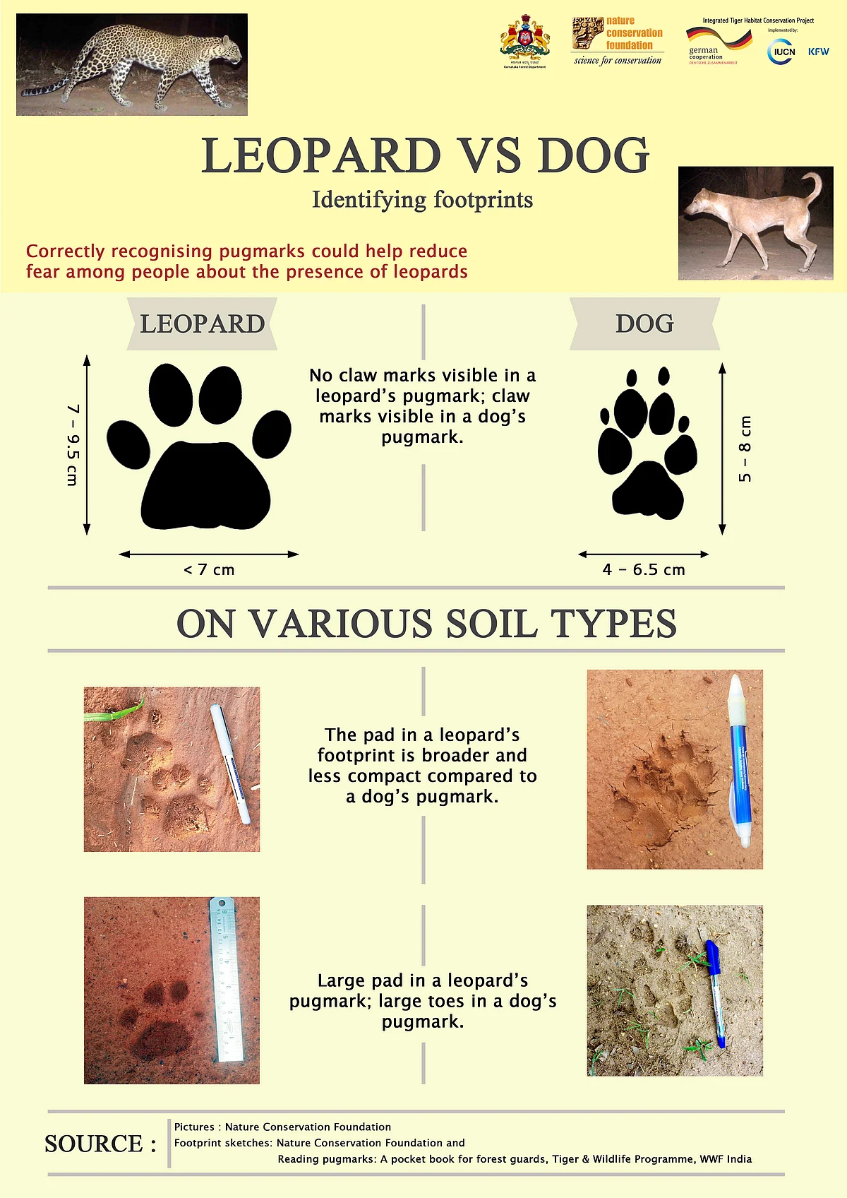 Poster
depicting dog and leopard pugmarks designed to help reduce anxiety and tensions - English version