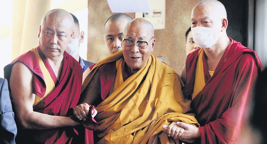 The Dalai Lama arrives to offer prayers at Tibetan temple in Dharamsala 